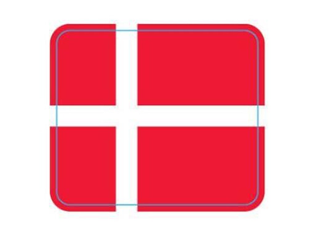 Etiket Dansk flag 30x26mm med frostlim