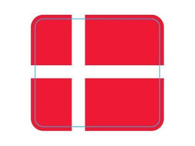 Etiket Dansk flag 30x26mm med frostlim
