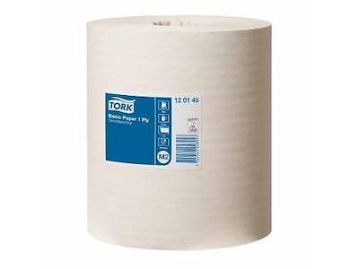 Håndklæderulle Tork Basic Midi M2 Ø19xB21.5cmxL300m Uperforeret U/Hylse Mix Hvid