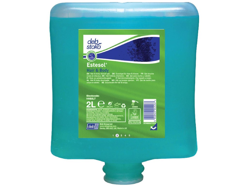 Cremesæbe Estesol Hair and Body Ecolabel m/Parfume til Dispenser 2 ltr blå