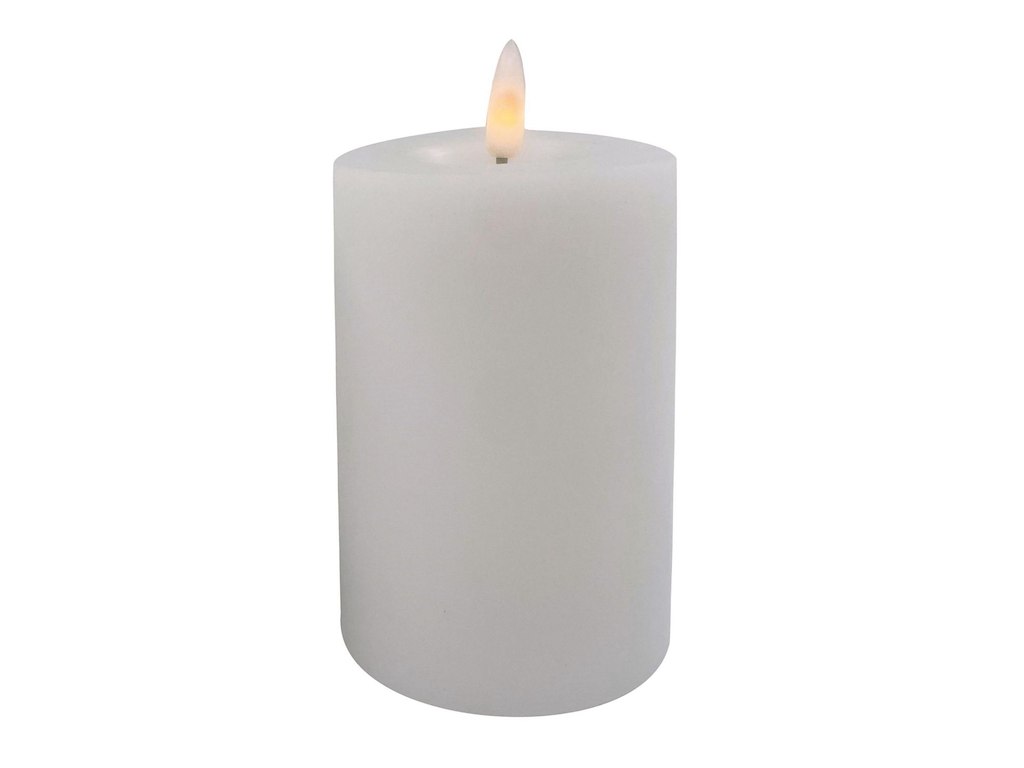 LED-Bloklys 2 stk genopladelig Ø7,5xH12,5cm uden ladestation hvid