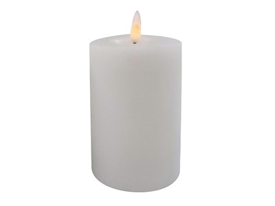 LED-Bloklys 2 stk genopladelig Ø7,5xH12,5cm uden ladestation hvid