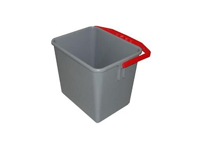 Spand 6 ltr med Hank Firkantet Grå/Rød