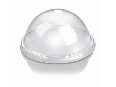 Plastlåg Ø76 mm Hvælvet med Hul PLA Klar til Smoothiebæger 8 oz