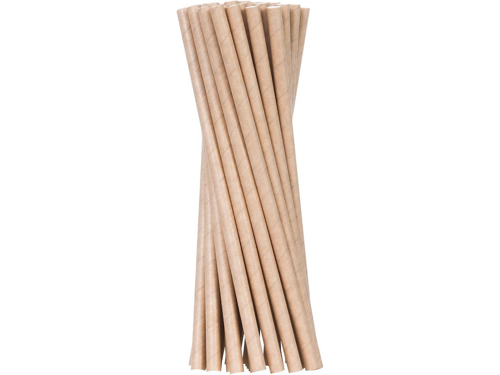 Sugerør Ø6x200 mm uden knæk Bionedbrydelig Papir Brun