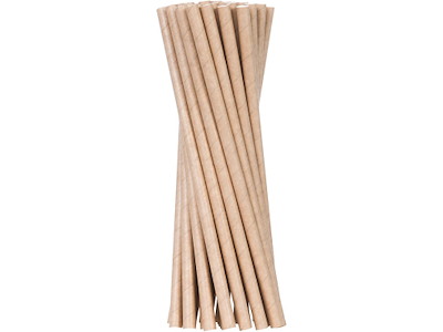 Sugerør Ø6x200 mm uden knæk Bionedbrydelig Papir Brun