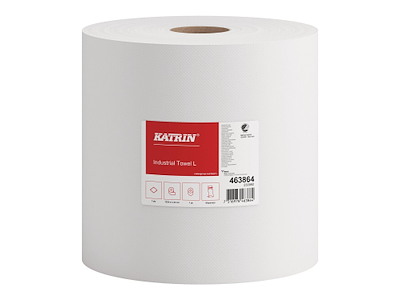 Aftørringsrulle Industri Katrin Plus 1-lag Ø38.5cm B23cmxL1230m Nyfiber Hvid