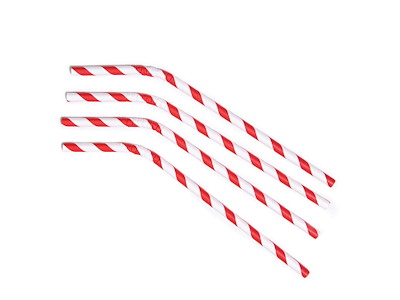 Sugerør Ø6x245 mm med knæk Bionedbrydelig Papir Rødstribet