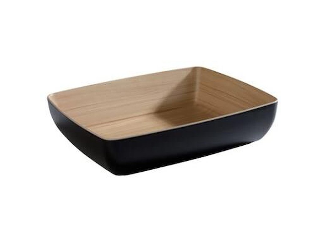 Skål Frida 4 ltr 32.5x26.5x7.5 cm Melamin Sort/Trælook