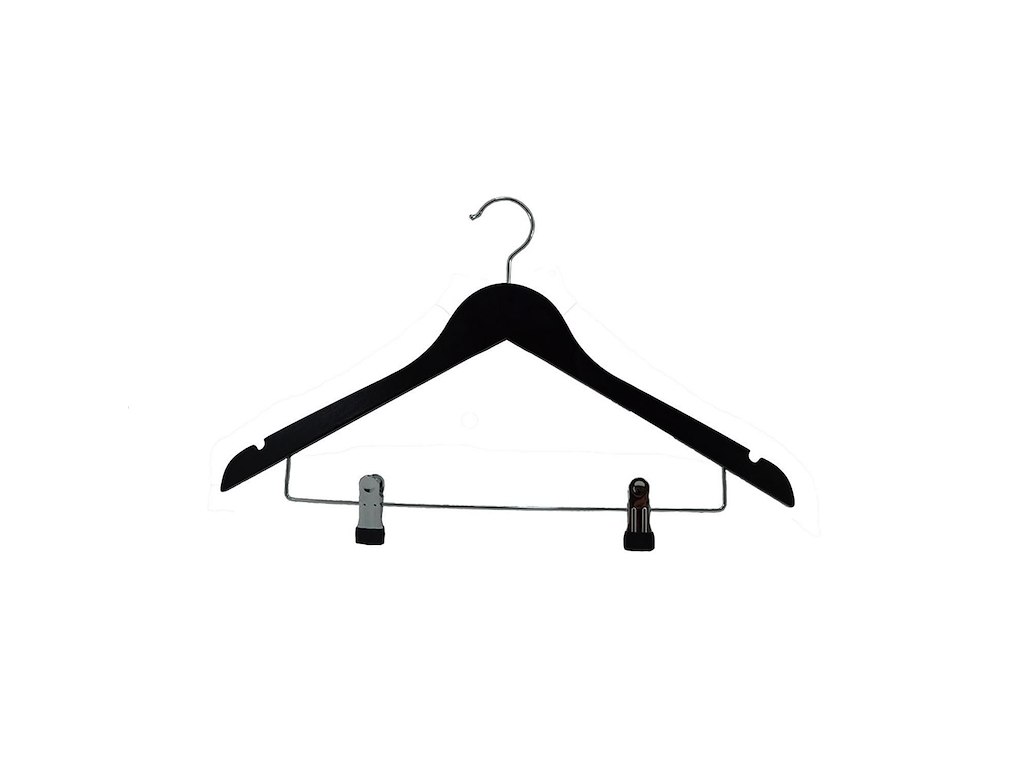 Bøjle med clips Træ 45 cm Sort