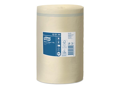 Håndklæderulle Tork Basic Mini M1 1-Lag Ø14xB20.5cmxL115m U/Hylse Gul Genbrug