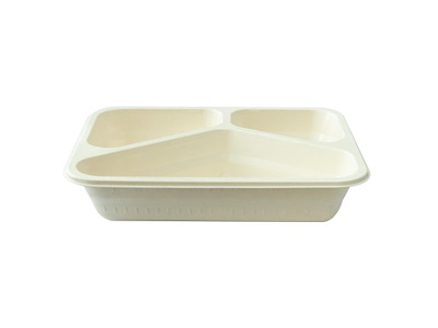 Bakke 3-rum Firkant 500/250/190ml L227xB178xH45mm Træfibermasse Hvid