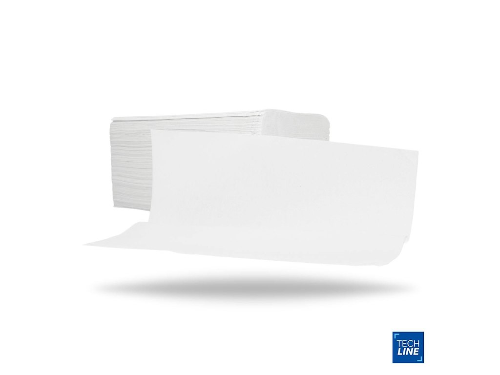 Håndklædeark Techline V-fold 2-lag L24x21xD10.5cm Genbrug hvid