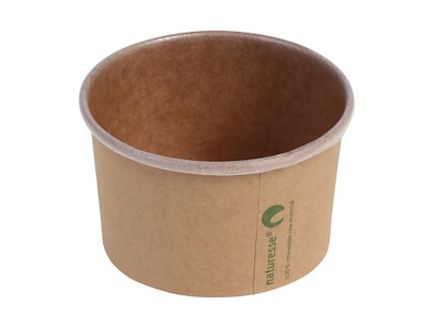 Isbæger 120 ml 3 oz Ø75x45 mm kraft pap PLA bionedbrydelig Brun