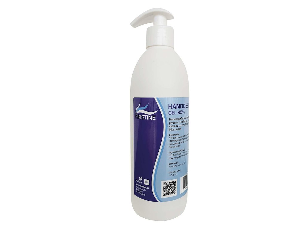 Hånddesinfektion gel Pristine 85% ethanol med glycerin med pumpe 500 ml