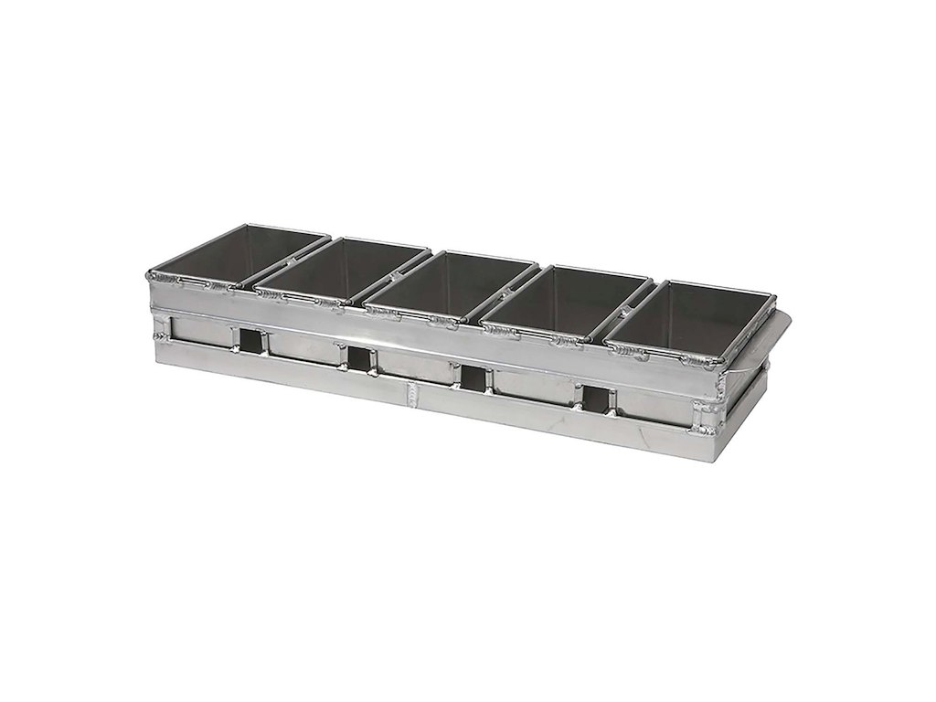 Brødform Sæt L60.5xB19.5xH10.5 cm Ubehandlet Aluminium til 5 brød 18x10x10 cm