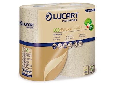 Køkkenrulle Lucart Econatural Maxi 2-lags Ø12.7cm L33mxB22.8cm Genbrug Natur
