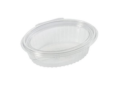 Salatbakke Clearshow 250 ml 150x112x45 mm oval hængslet låg RPET Klar