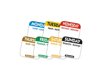 Etiket aftagelige 1000 stk/rl Ø25mm 7 farver - en for hver dag