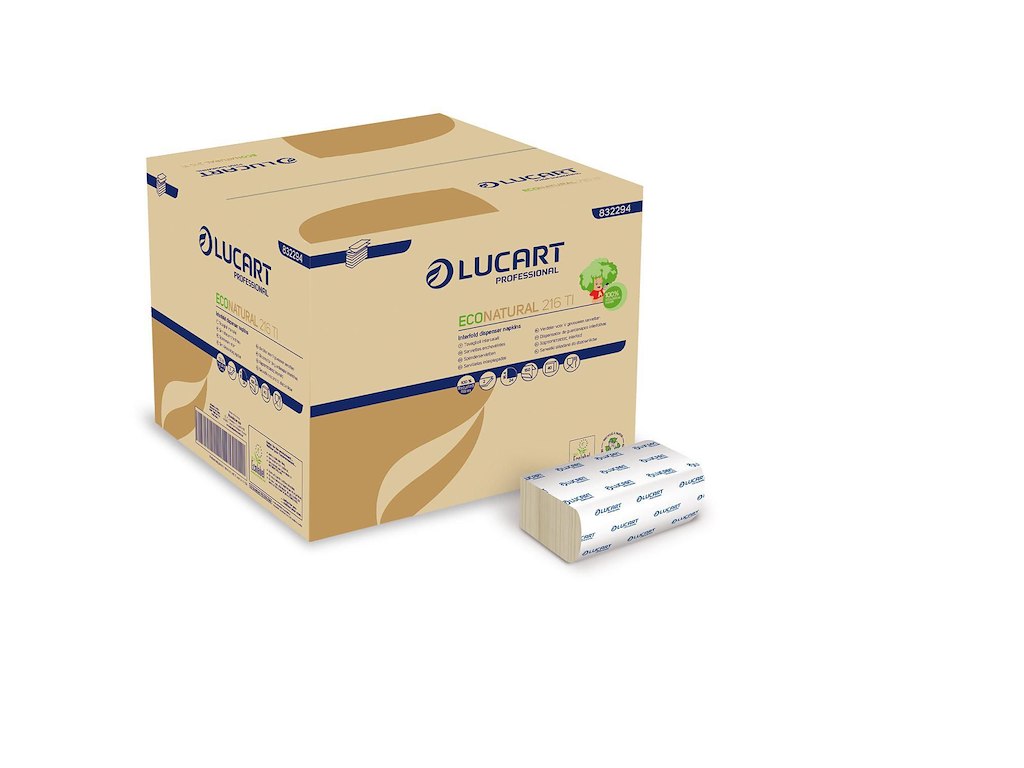 Serviet EcoNatural 16.3x22.4cm 2-lag Interfold natur til dispenser