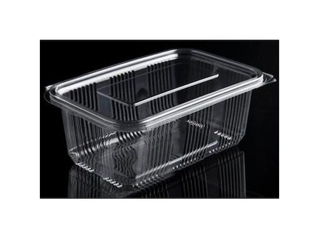 Plastbæger Catersource 1000 ml 97x165x70 mm firkantet hængslet låg RPET Klar