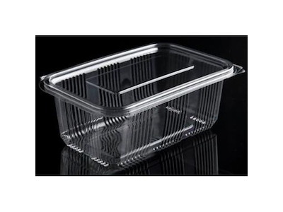 Plastbæger Catersource 1000 ml 97x165x70 mm firkantet hængslet låg RPET Klar