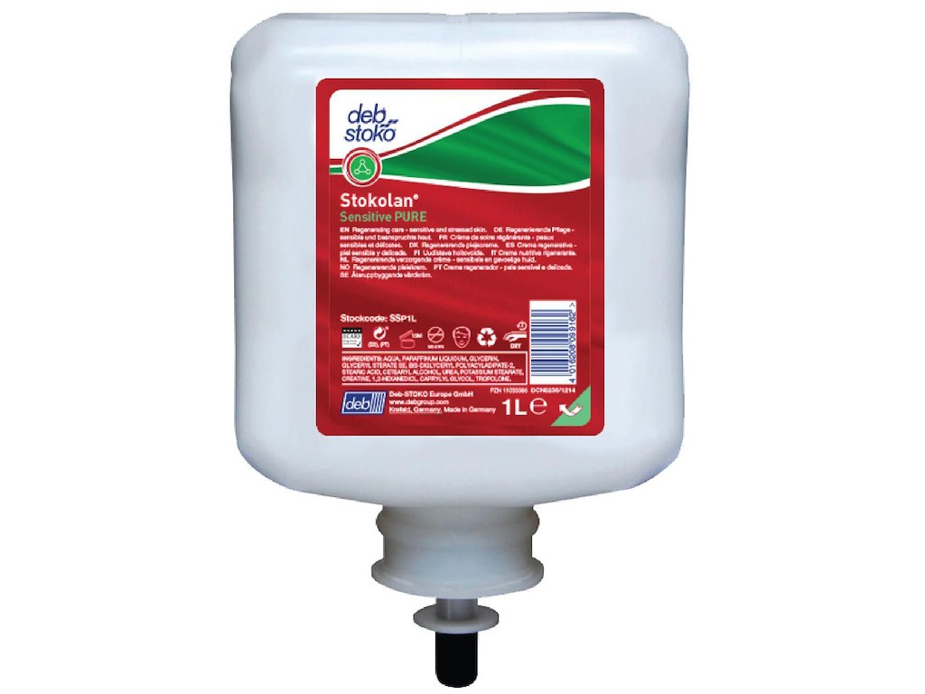 Hudcreme Stokolan Sensitive PURE 1ltr ECARF uden Parfume 28% fedt til dispenser
