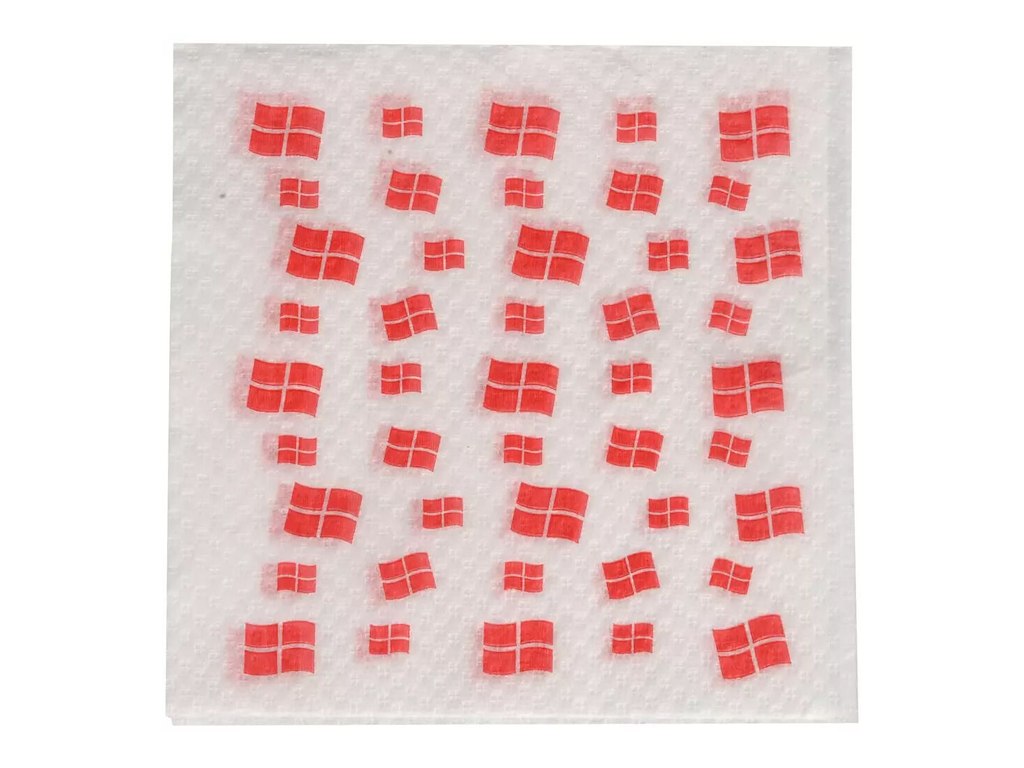 Serviet 33 x 33 cm 1-Lag Hvid Flagmotiv