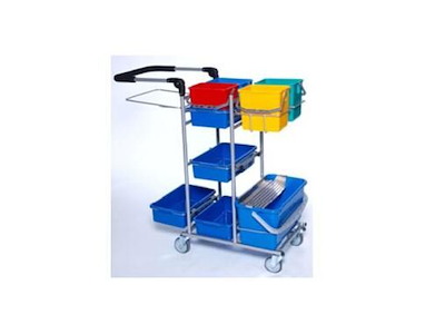 Rengøringsvogn Ergo Lille drypsystem med 4 stk 6 ltr Spande med Alu-dryprist