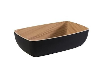 Skål Frida 1.8 ltr 26.5x16.2x7.5 cm Melamin Sort/Trælook