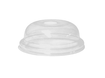 Plastlåg Ø10xH3 cm Kuppel med Hul til 12/14/16 oz glas