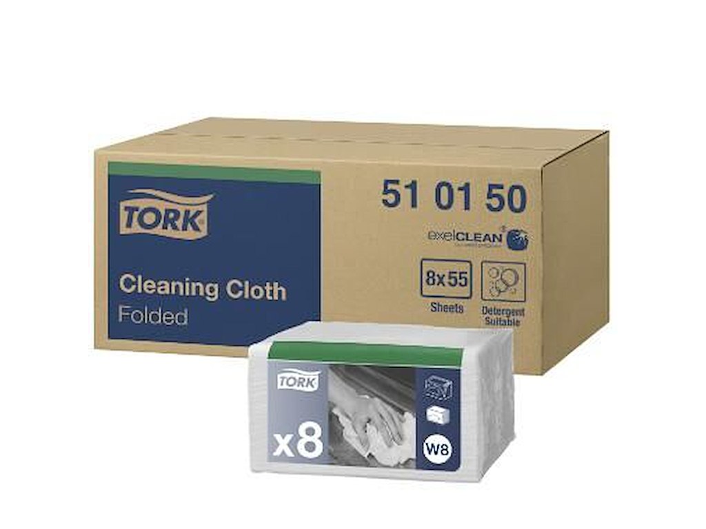 Aftørringsklud Tork W8 1-lag 385x320mm Hvid