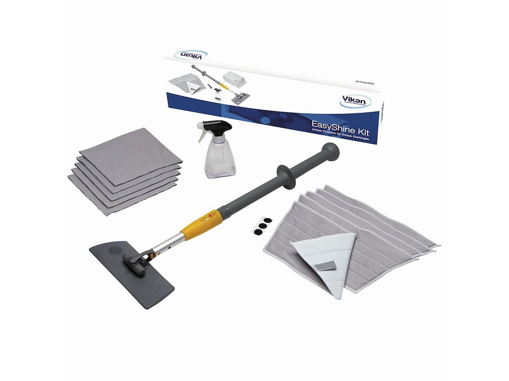 Vinduespudsesæt Easy Shine Kit med 5 mopper/5 klude/1 flaske/1 fremfører/1 skaft