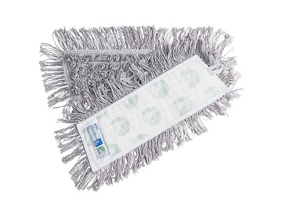 Moppe Velcro Mop 30cm Svanemærket med Frynser Grå Tør/Våd til trægulve/linoleum