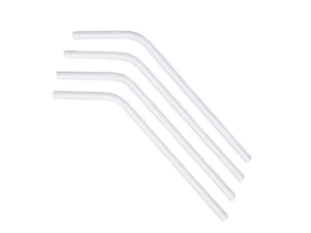 Sugerør Ø6x240 mm med knæk Bionedbrydelig Papir Hvid