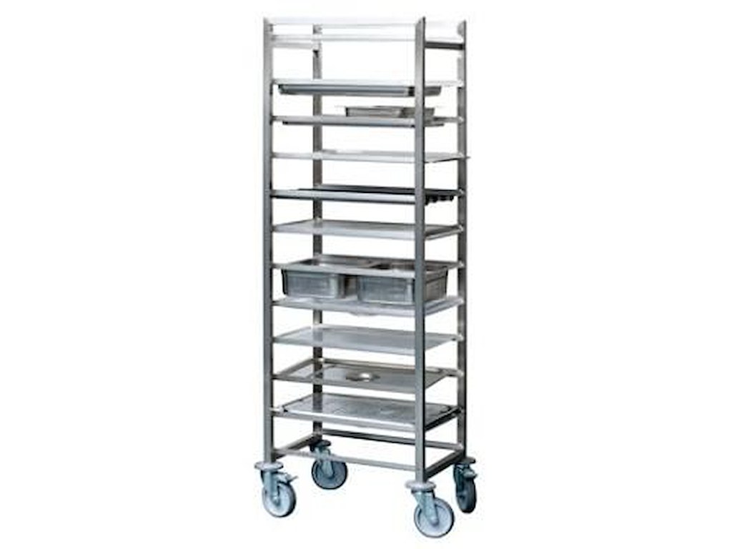 Stikvogn 11 stik 38.5x55x163 cm med 1 Svingstop Rustfri stål til 1/1 GN