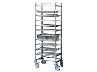 Stikvogn 11 stik 38.5x55x163 cm med 1 Svingstop Rustfri stål til 1/1 GN