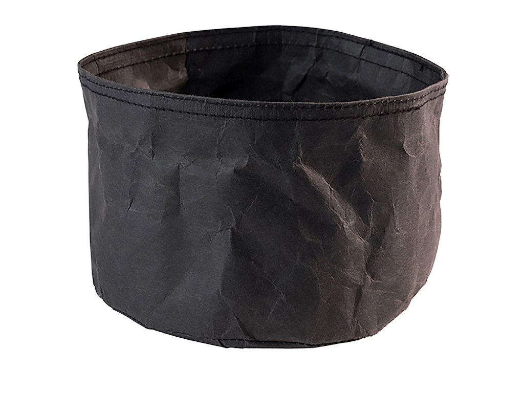 Brødkurv Ø17x11 cm Kraftg foldbar papirspose Læderlook Sort