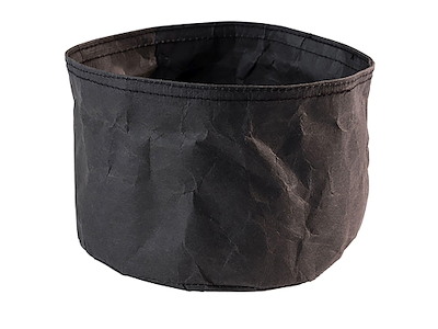 Brødkurv Ø17x11 cm Kraftg foldbar papirspose Læderlook Sort