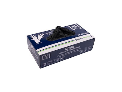 Handske Engangs Prime Source STANDARD str XL Nitril uden Pudder Sort AQL 1.5