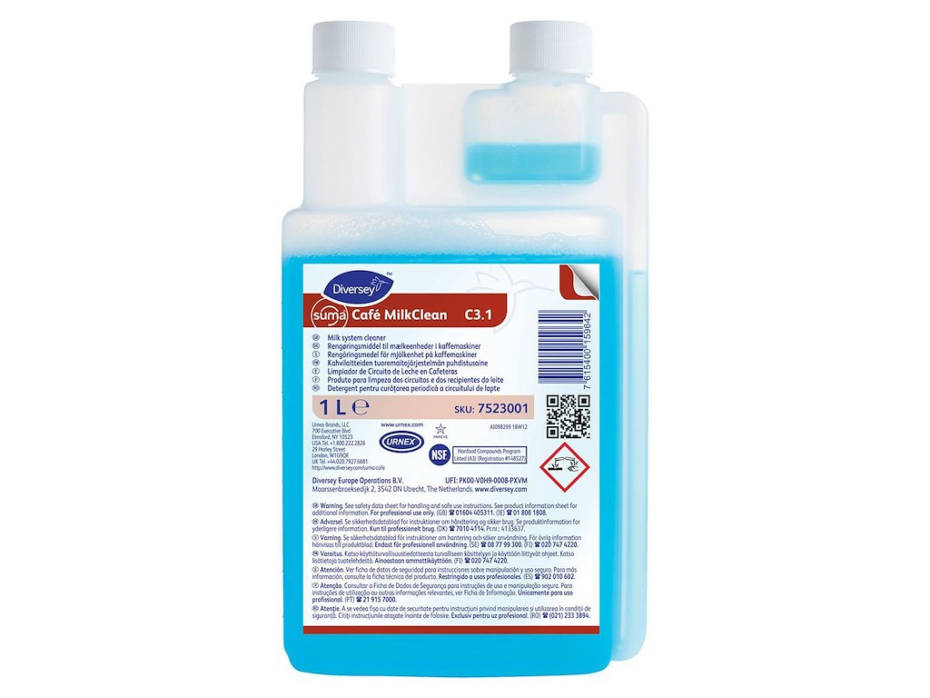 Rensemiddel surt Suma Café MilkClean til mælkeskummere i kaffemaskiner 1 ltr