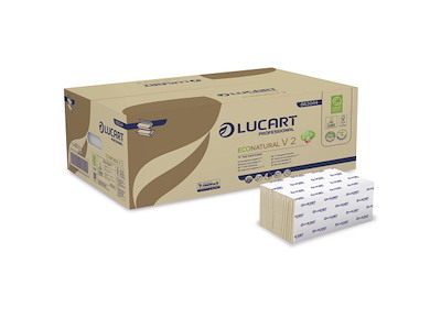 Håndklædeark Lucart EcoNatural V-Fold 2-lag L21xB21xD10.5cm Genbrug Natur