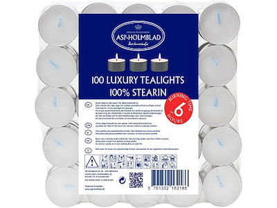 Fyrfadslys ASP hvid 100 stk. 6 timers Ren stearin 1/4 palle