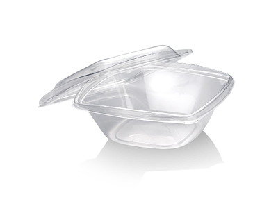 Salatbakke 960 ml 192x192x78 mm Løst låg Bionedbrydelig PLA Klar