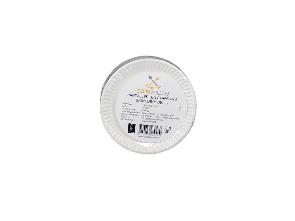 Paptallerken Catersource ?15 FSC Bionedbrydning Hvid