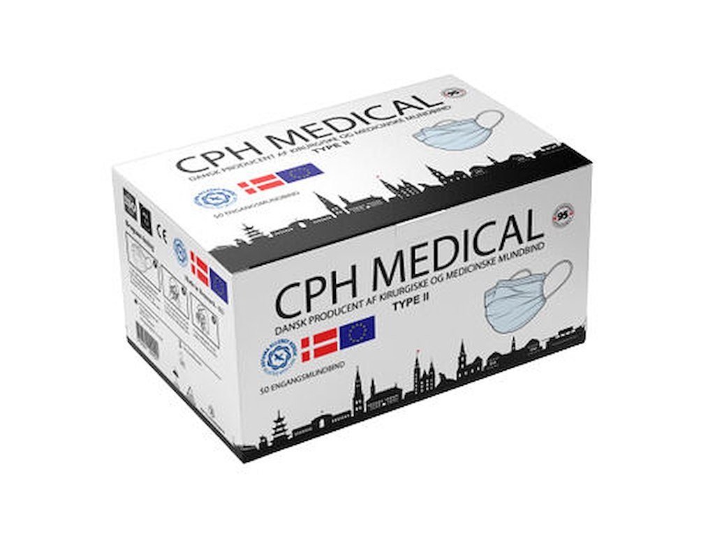 Mundbind 3-lags Type II Astma-allergi godkendt blå