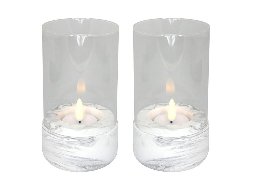 Lysestage Hurricane rund H7.5xL7.5xB13.7cm marmor-design til fyrfadslys