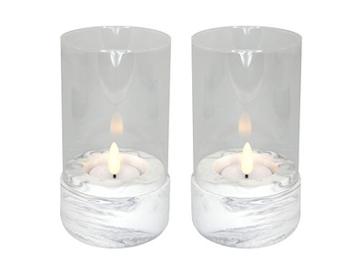 Lysestage Hurricane rund H7.5xL7.5xB13.7cm marmor-design til fyrfadslys