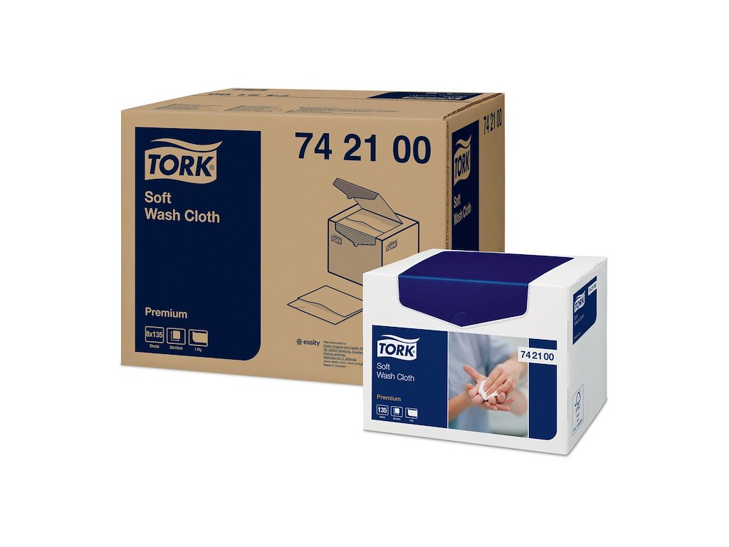 Vaskeklud Tork Premium Soft 300x190mm 1-lag Hvid