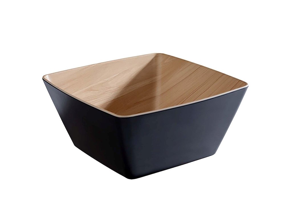 Skål Frida 3.5 ltr 25x25x12 cm Melamin Sort/Trælook